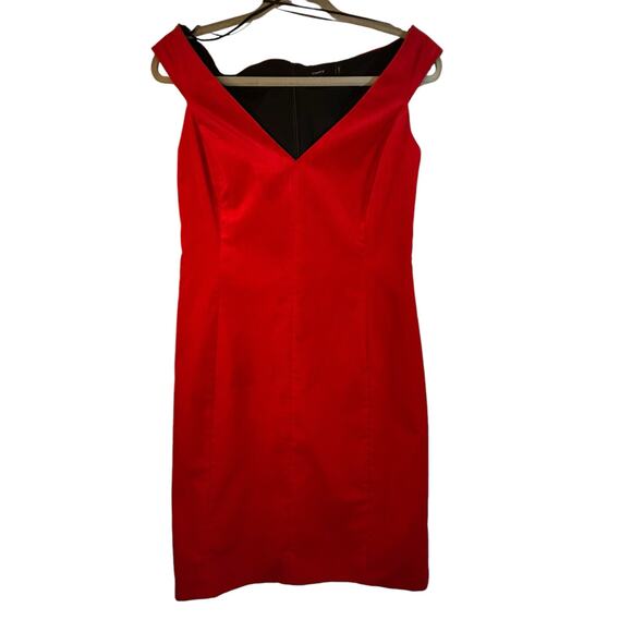 Theory Red Velvet Sleeveless Off Shoulder Dress - Size 4 - Picture 11 of 14